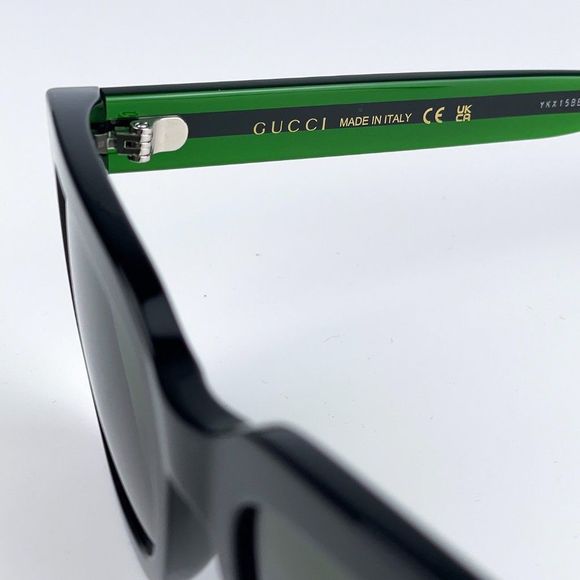 NEW GUCCI GG0001SN 002 Black Green Grey Square Unisex Sunglasses - Picture 8 of 14
